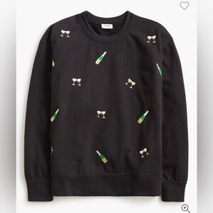 J. Crew Factory Party Drinks Embroidered Sweatshirt